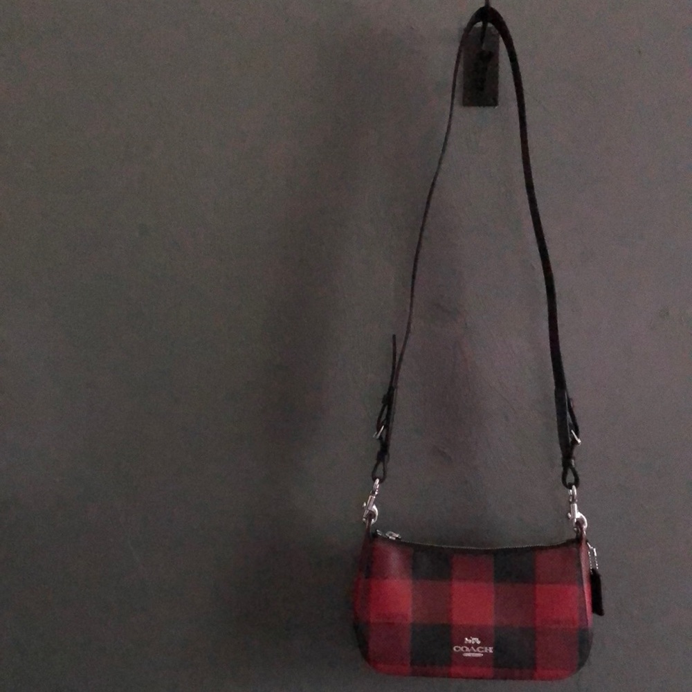 COACH Buffalo Plaid print Leather Crossbody Bag